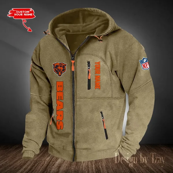 Chicago Bears Hooded Cardigan Zip Hoodie ANZ2DZH194 - Image 3