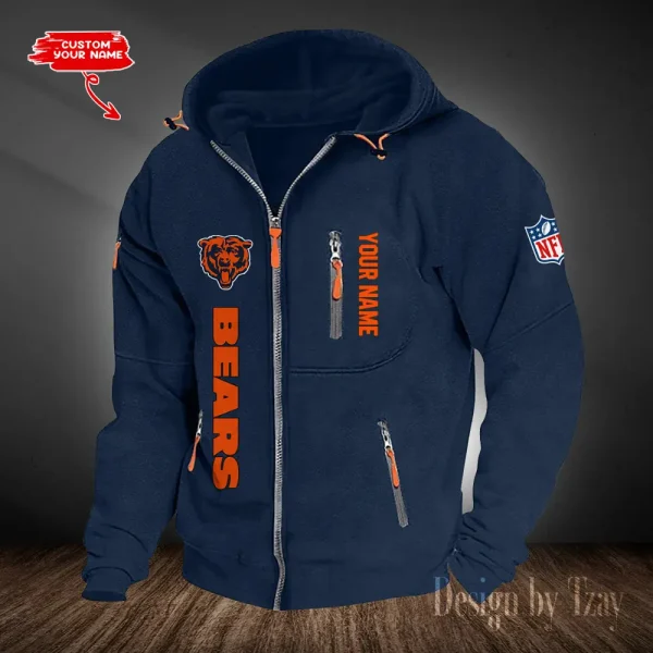 Chicago Bears Hooded Cardigan Zip Hoodie ANZ2DZH194 - Image 4