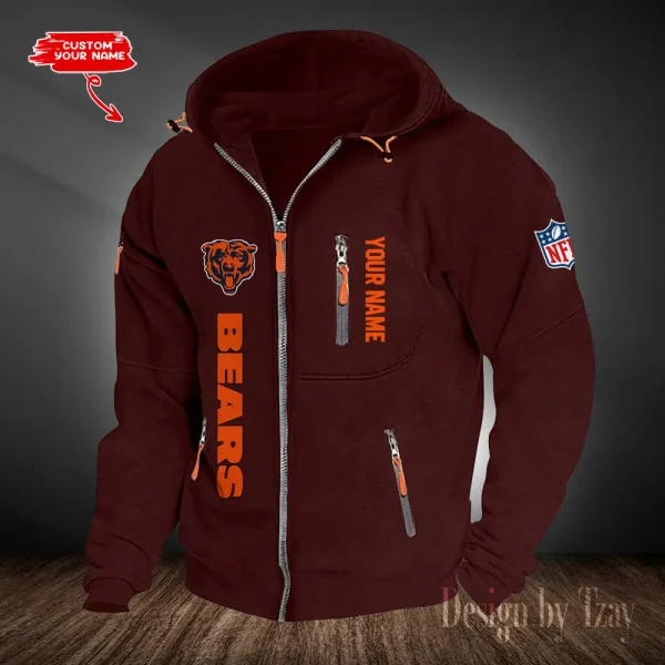 Chicago Bears Hooded Cardigan Zip Hoodie ANZ2DZH194