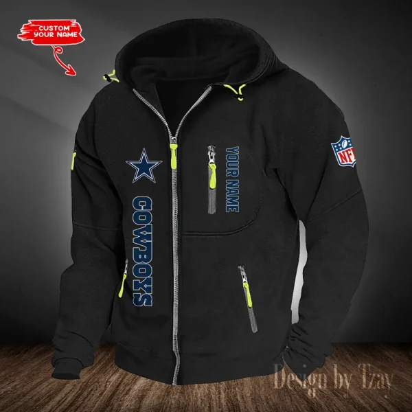 Dallas Cowboys Hooded Cardigan Zip Hoodie ANZ2DZH197 - Image 3