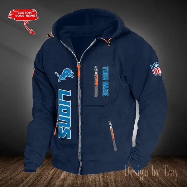 Detroit Lions Hooded Cardigan Zip Hoodie ANZ2DZH199 - Image 4