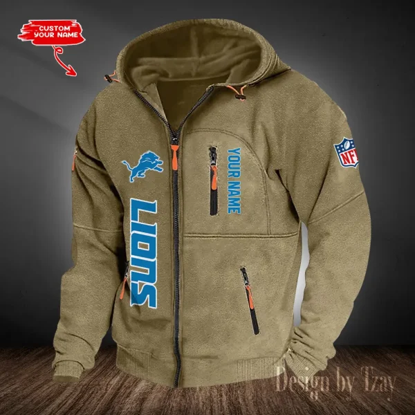 Detroit Lions Hooded Cardigan Zip Hoodie ANZ2DZH199 - Image 5