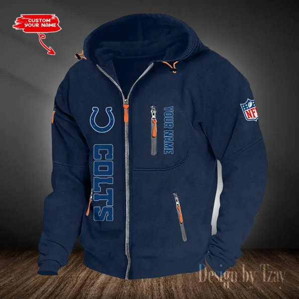 Indianapolis Colts Hooded Cardigan Zip Hoodie ANZ2DZH202 - Image 2