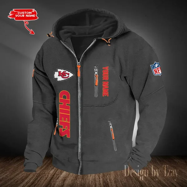 Kansas City Chiefs Hooded Cardigan Zip Hoodie ANZ2DZH204 - Image 2