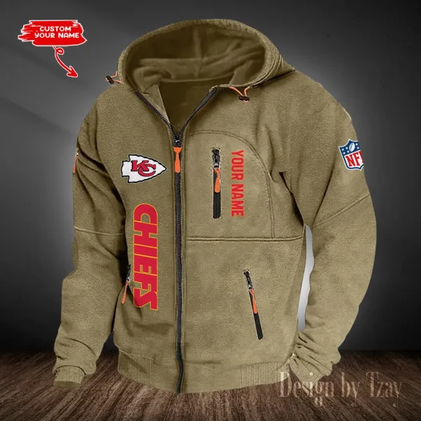 Kansas City Chiefs Hooded Cardigan Zip Hoodie ANZ2DZH204 - Image 3