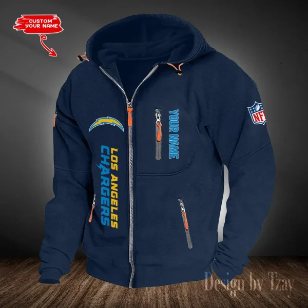 Los Angeles Chargers Hooded Cardigan Zip Hoodie ANZ2DZH206 - Image 4