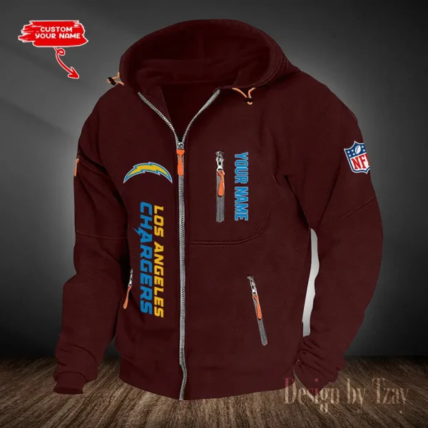 Los Angeles Chargers Hooded Cardigan Zip Hoodie ANZ2DZH206 - Image 5