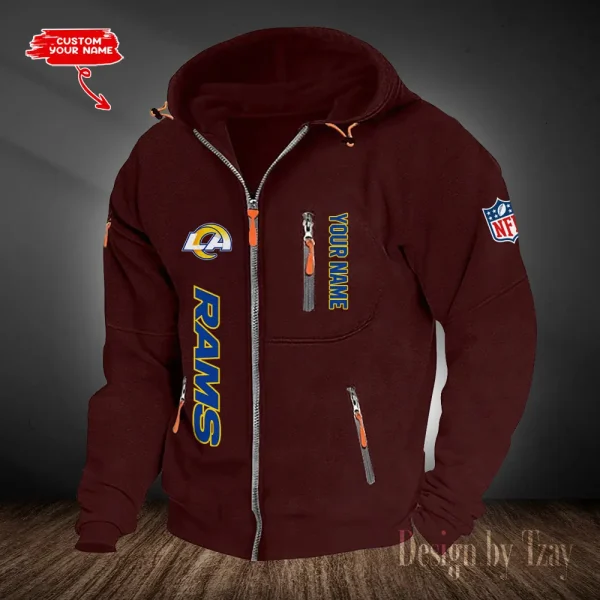 Los Angeles Rams Hooded Cardigan Zip Hoodie ANZ2DZH207 - Image 2