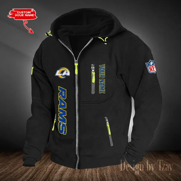 Los Angeles Rams Hooded Cardigan Zip Hoodie ANZ2DZH207 - Image 3