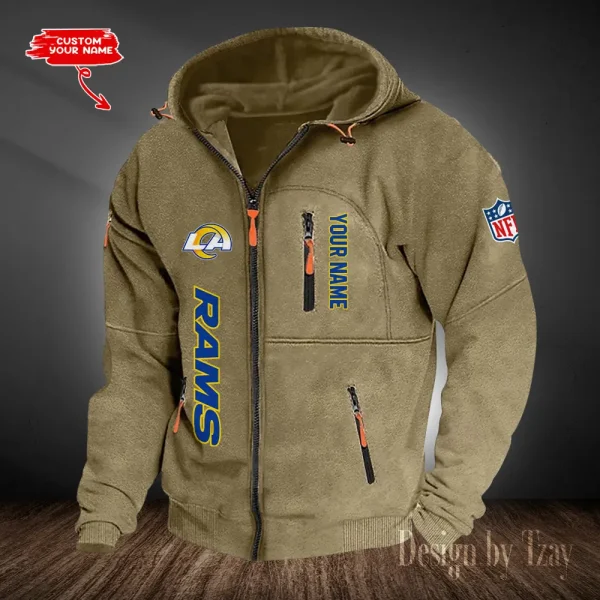 Los Angeles Rams Hooded Cardigan Zip Hoodie ANZ2DZH207 - Image 4