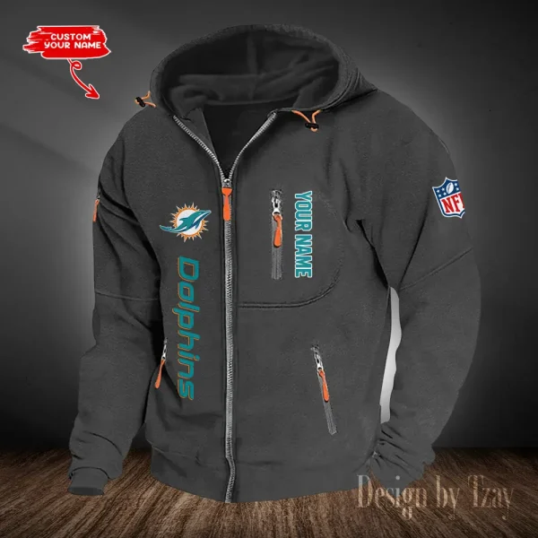 Miami Dolphins Hooded Cardigan Zip Hoodie ANZ2DZH208 - Image 2