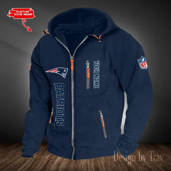 New England Patriots Hooded Cardigan Zip Hoodie ANZ2DZH210 - Image 4