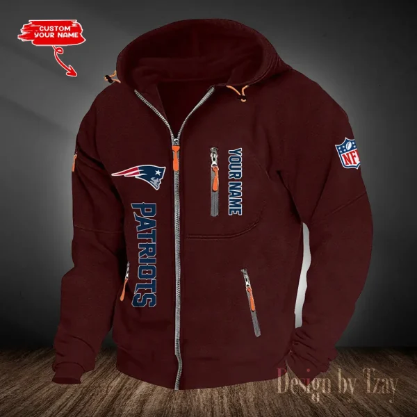 New England Patriots Hooded Cardigan Zip Hoodie ANZ2DZH210 - Image 5