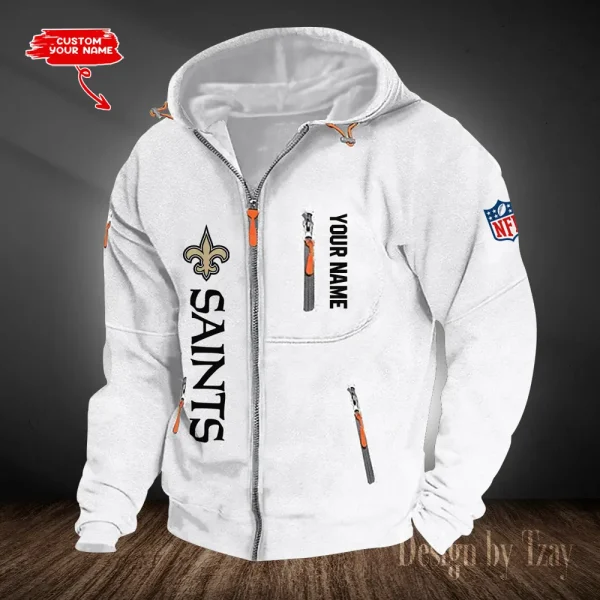 New Orleans Saints Hooded Cardigan Zip Hoodie ANZ2DZH211 - Image 2