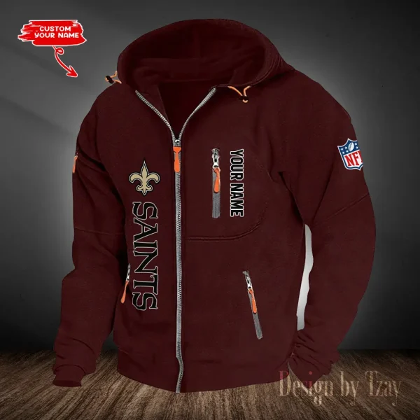 New Orleans Saints Hooded Cardigan Zip Hoodie ANZ2DZH211 - Image 4