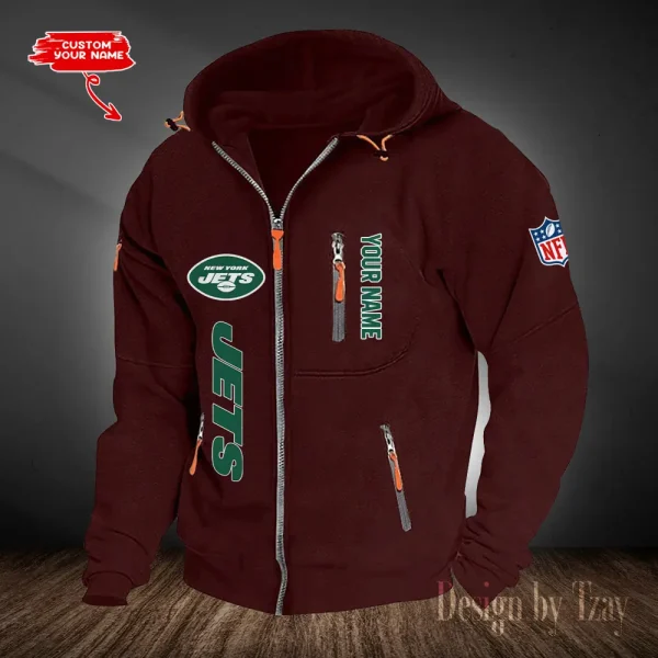 New York Jets Hooded Cardigan Zip Hoodie ANZ2DZH213 - Image 2