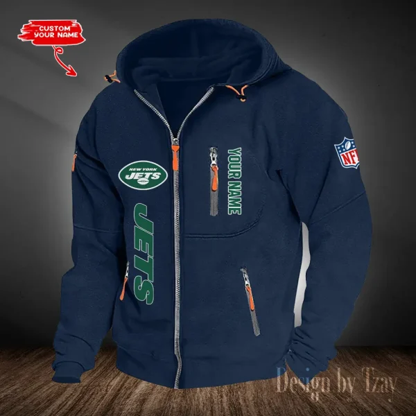 New York Jets Hooded Cardigan Zip Hoodie ANZ2DZH213 - Image 3