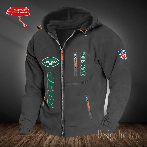 New York Jets Hooded Cardigan Zip Hoodie ANZ2DZH213 - Image 5