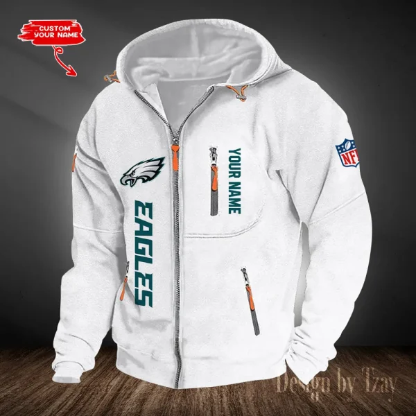 Philadelphia Eagles Hooded Cardigan Zip Hoodie ANZ2DZH214 - Image 3