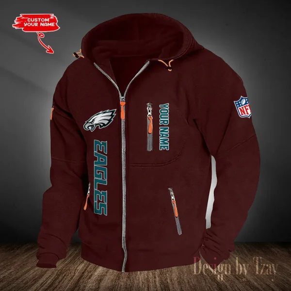 Philadelphia Eagles Hooded Cardigan Zip Hoodie ANZ2DZH214 - Image 4