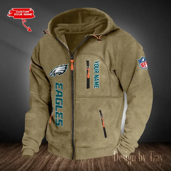 Philadelphia Eagles Hooded Cardigan Zip Hoodie ANZ2DZH214 - Image 2