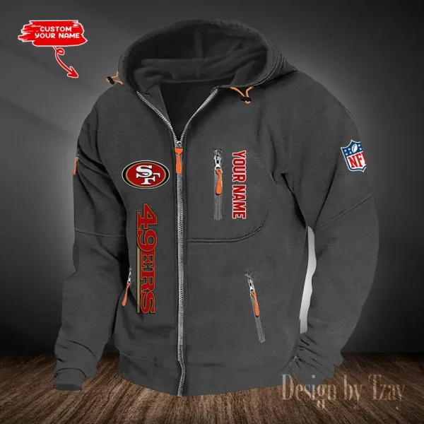 San Francisco 49ers Hooded Cardigan Zip Hoodie ANZ2DZH216 - Image 2