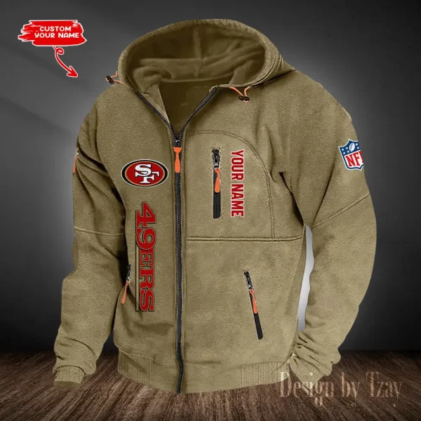 San Francisco 49ers Hooded Cardigan Zip Hoodie ANZ2DZH216 - Image 3