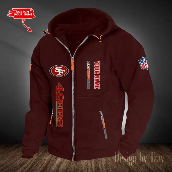 San Francisco 49ers Hooded Cardigan Zip Hoodie ANZ2DZH216 - Image 4