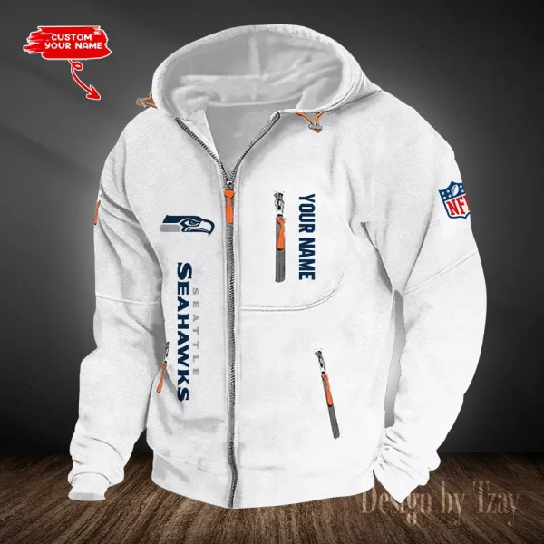 Seattle Seahawks Hooded Cardigan Zip Hoodie ANZ2DZH217 - Image 2