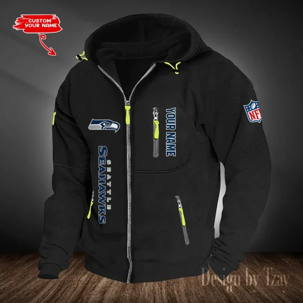 Seattle Seahawks Hooded Cardigan Zip Hoodie ANZ2DZH217 - Image 3