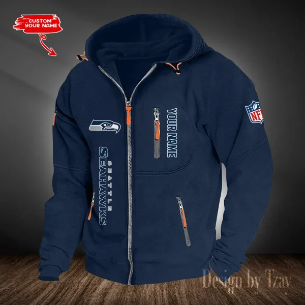 Seattle Seahawks Hooded Cardigan Zip Hoodie ANZ2DZH217 - Image 5