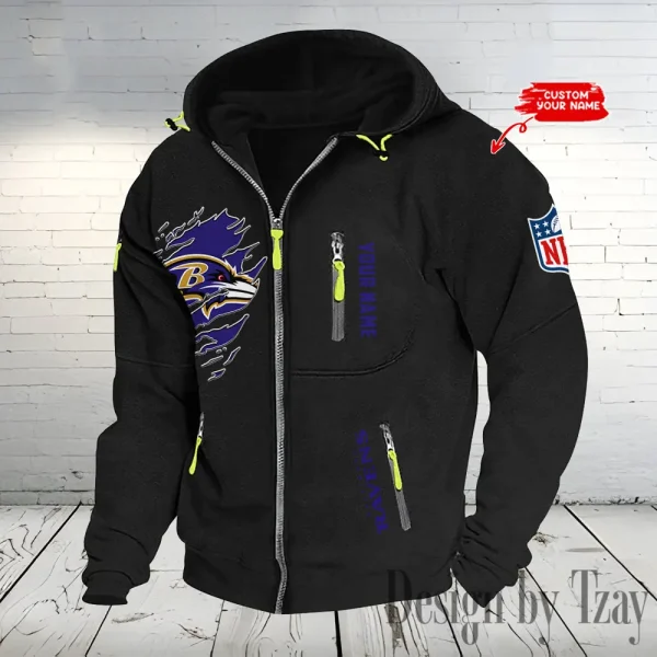 Baltimore Ravens Hooded Cardigan Zip Hoodie ANZ2DZH223 - Image 3