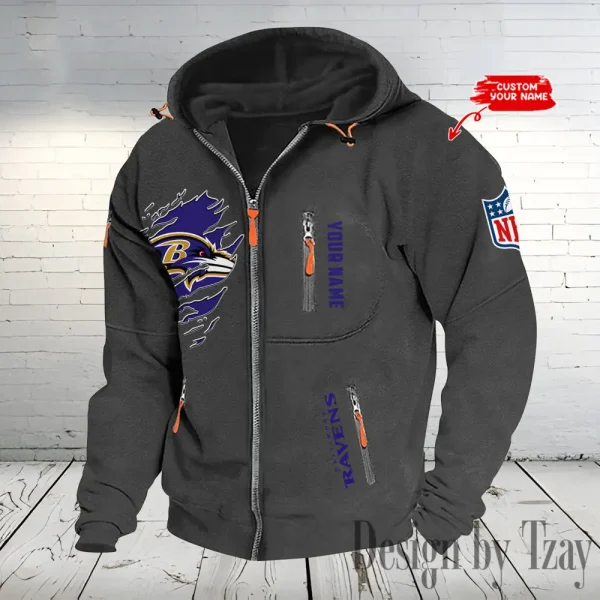 Baltimore Ravens Hooded Cardigan Zip Hoodie ANZ2DZH223 - Image 4