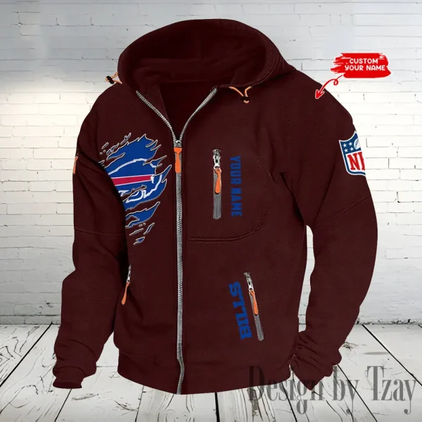 Buffalo Bills Hooded Cardigan Zip Hoodie ANZ2DZH224 - Image 2