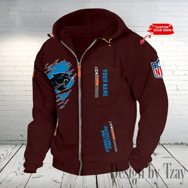 Carolina Panthers Hooded Cardigan Zip Hoodie ANZ2DZH225 - Image 2