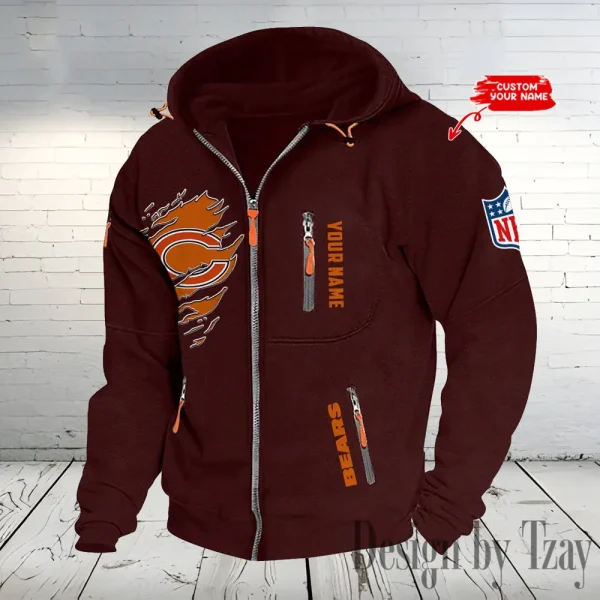 Chicago Bears Hooded Cardigan Zip Hoodie ANZ2DZH226 - Image 2