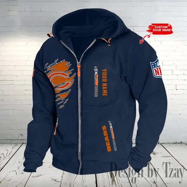 Chicago Bears Hooded Cardigan Zip Hoodie ANZ2DZH226 - Image 3