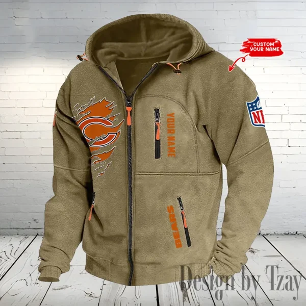 Chicago Bears Hooded Cardigan Zip Hoodie ANZ2DZH226 - Image 4