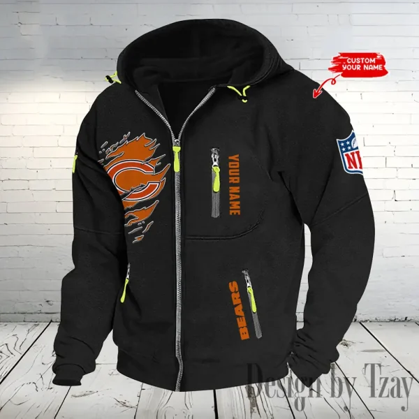 Chicago Bears Hooded Cardigan Zip Hoodie ANZ2DZH226 - Image 5