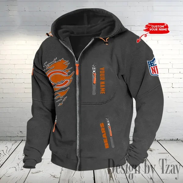 Chicago Bears Hooded Cardigan Zip Hoodie ANZ2DZH226 - Image 6