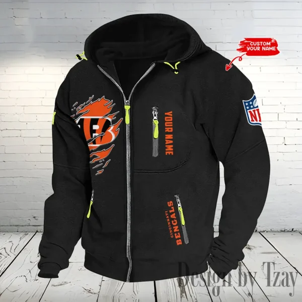 Cincinnati Bengals Hooded Cardigan Zip Hoodie ANZ2DZH227 - Image 3