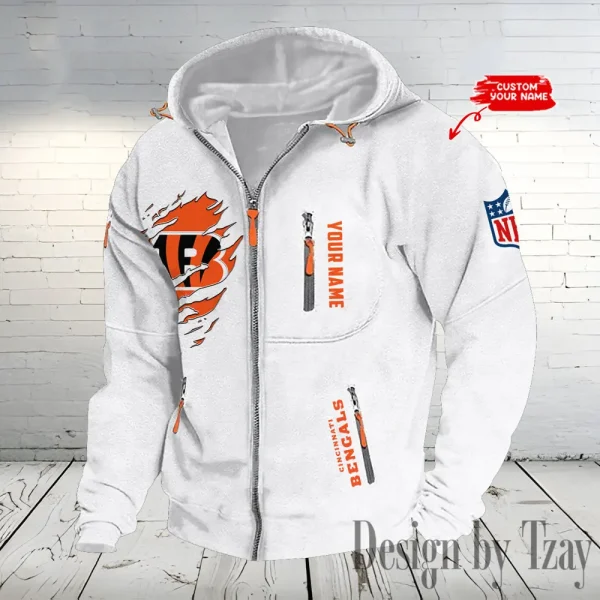 Cincinnati Bengals Hooded Cardigan Zip Hoodie ANZ2DZH227 - Image 6