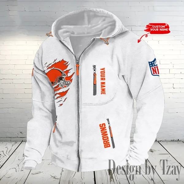 Cleveland Browns Hooded Cardigan Zip Hoodie ANZ2DZH228 - Image 3