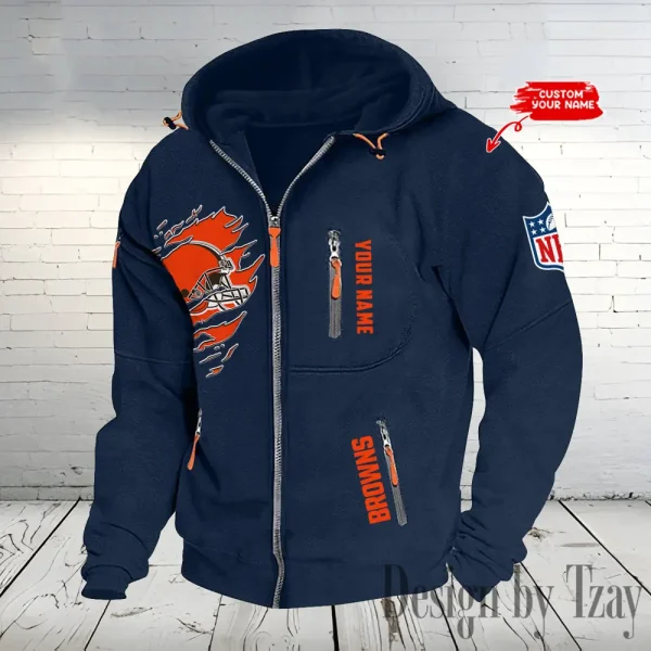 Cleveland Browns Hooded Cardigan Zip Hoodie ANZ2DZH228 - Image 4