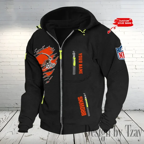 Cleveland Browns Hooded Cardigan Zip Hoodie ANZ2DZH228 - Image 5