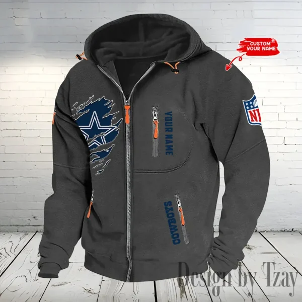 Dallas Cowboys Hooded Cardigan Zip Hoodie ANZ2DZH229 - Image 3