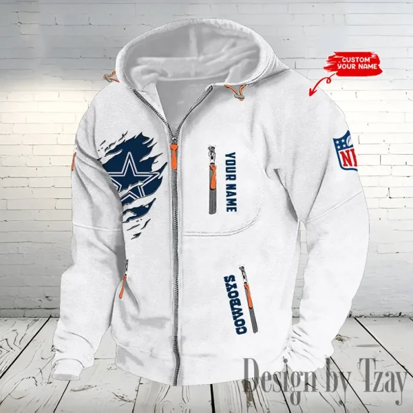 Dallas Cowboys Hooded Cardigan Zip Hoodie ANZ2DZH229 - Image 6