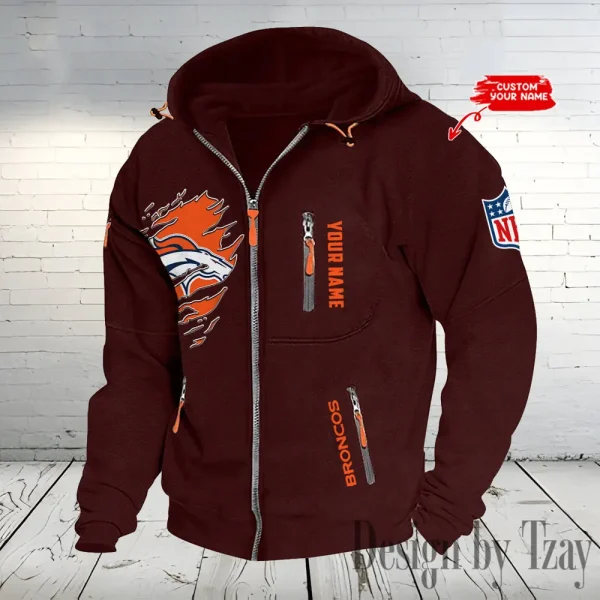 Denver Broncos Hooded Cardigan Zip Hoodie ANZ2DZH230