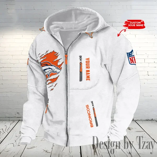 Denver Broncos Hooded Cardigan Zip Hoodie ANZ2DZH230 - Image 2