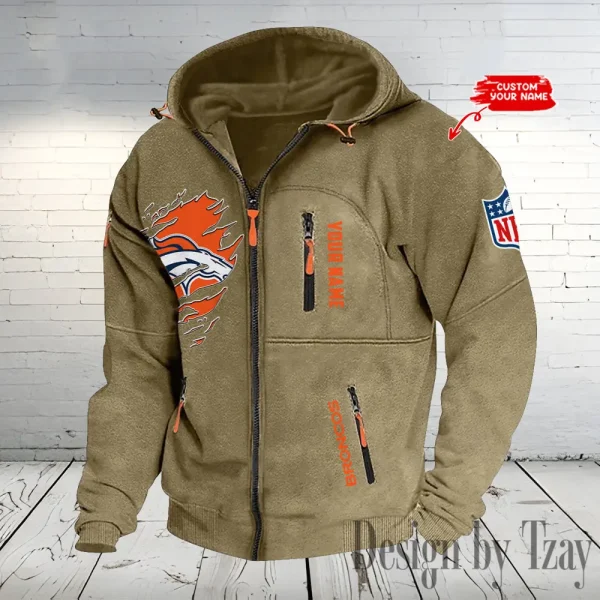 Denver Broncos Hooded Cardigan Zip Hoodie ANZ2DZH230 - Image 4